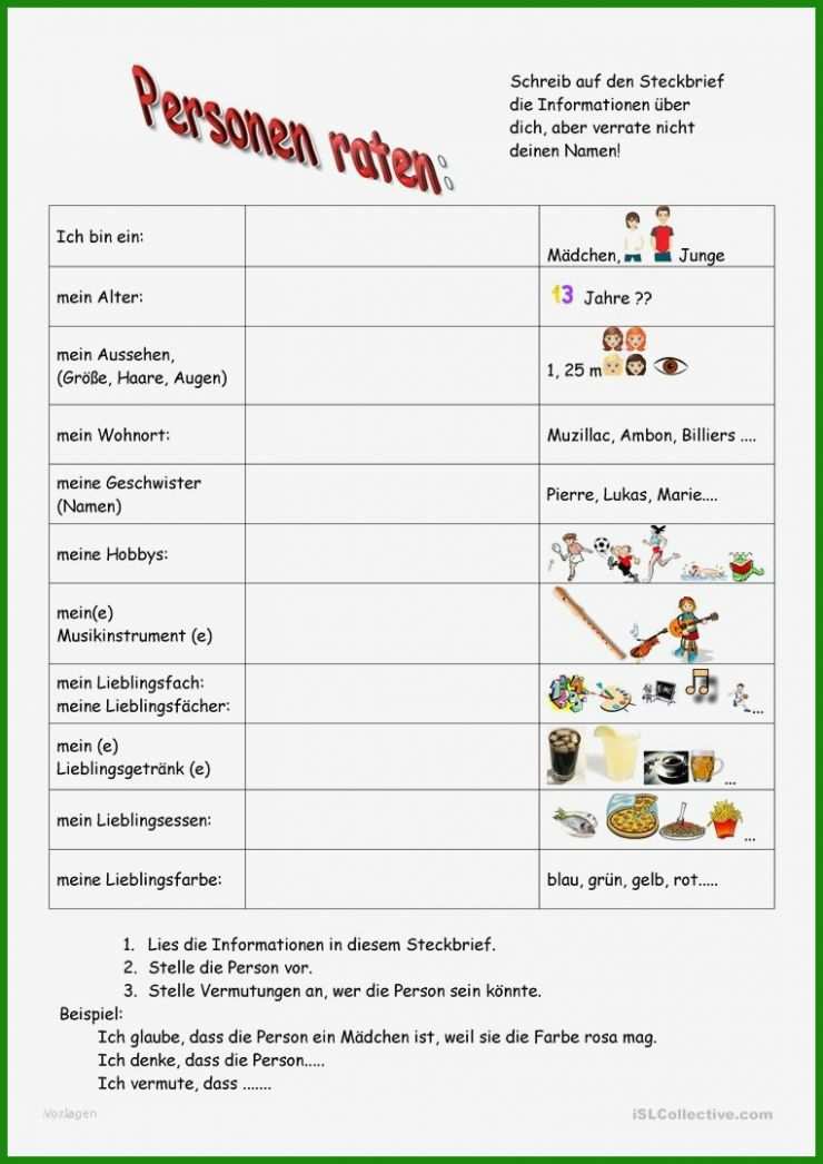 Abibuch Steckbrief Vorlage