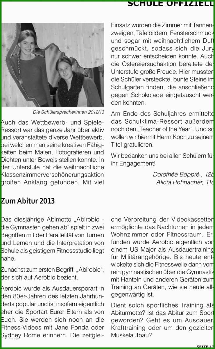 Abizeitung Steckbrief Muster