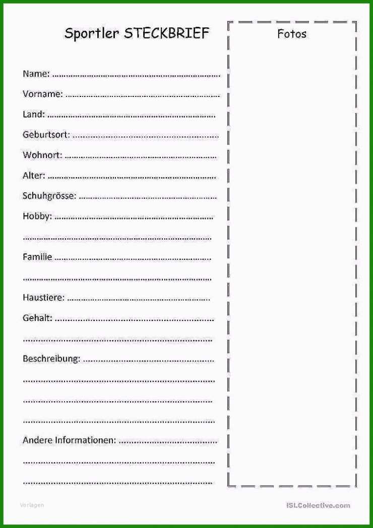 Abschlusszeitung Steckbrief Vorlage