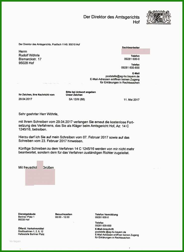 Amtsgericht Brief Muster
