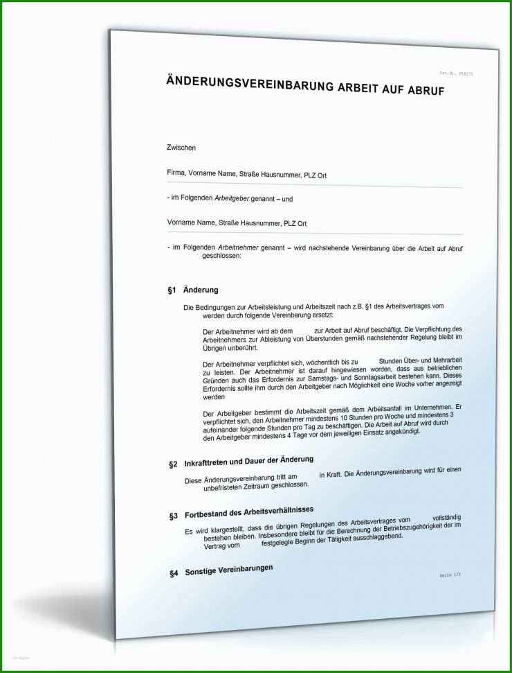änderungsvereinbarung Arbeitsvertrag Vorlage 6 änderungsvereinbarung Arbeitsvertrag Vorlage