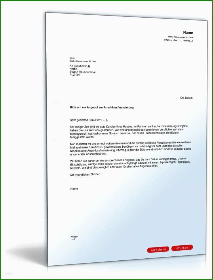 Anfrage Angebot Vorlage