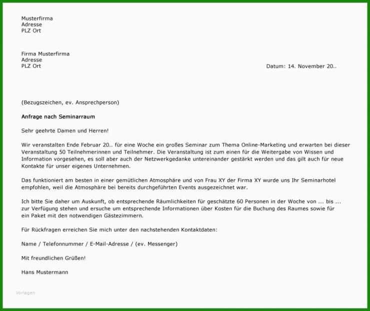 Anfrage Brief Muster
