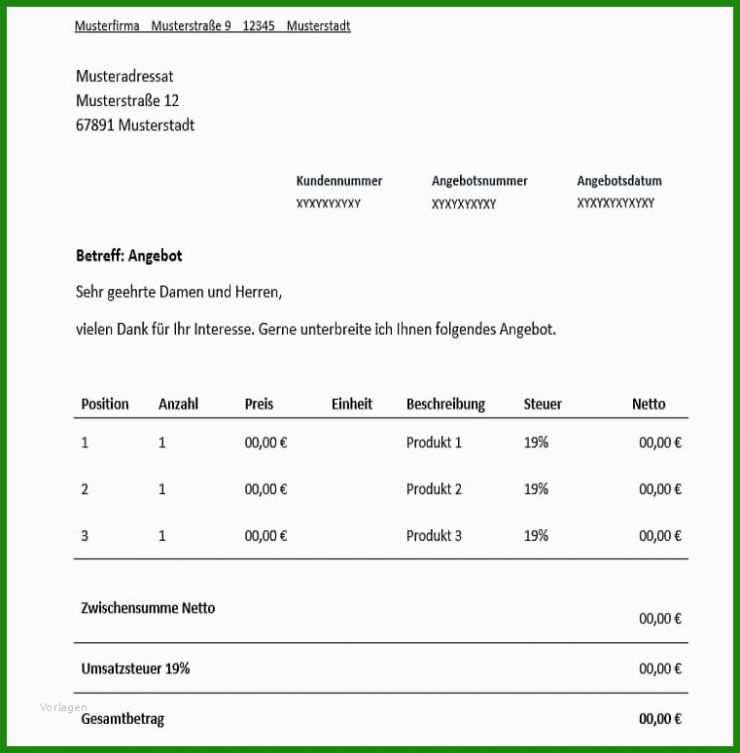 Angebot Abgeben Vorlage