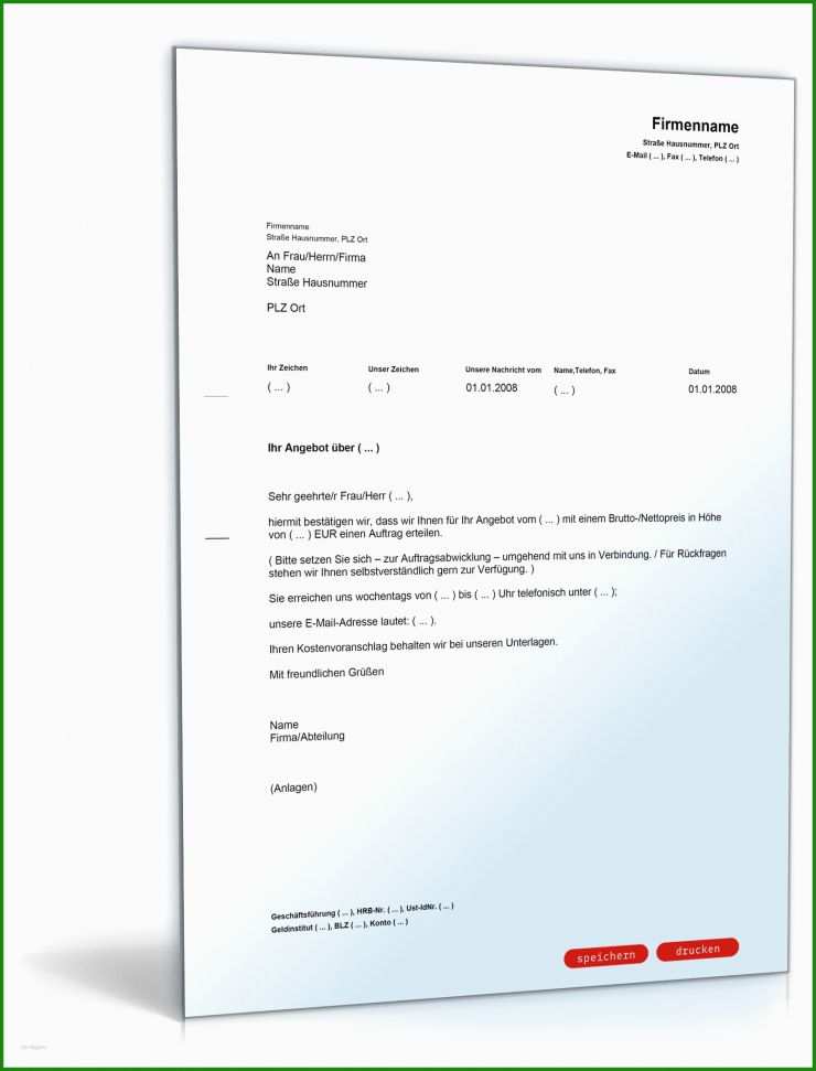 Angebot Bestätigen Vorlage