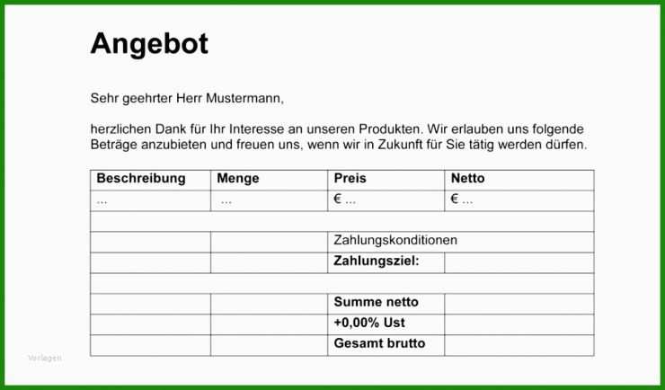 Angebot Erstellen Vorlage Kostenlos
