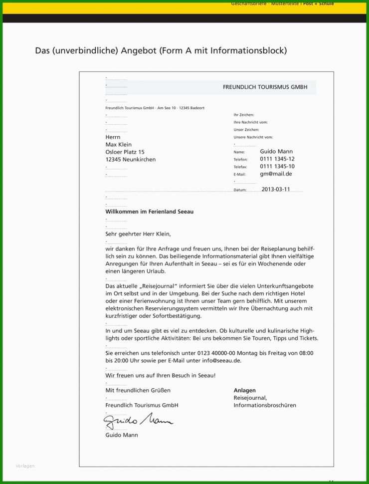 Angebot Ferienwohnung Vorlage