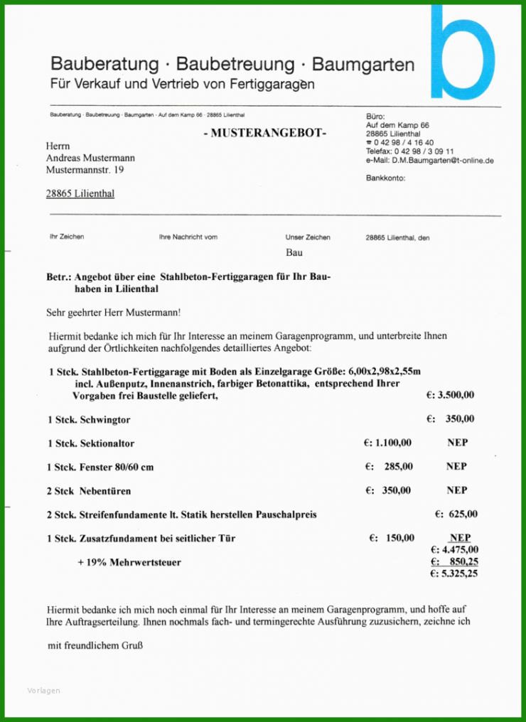 Angebot Rechnung Muster