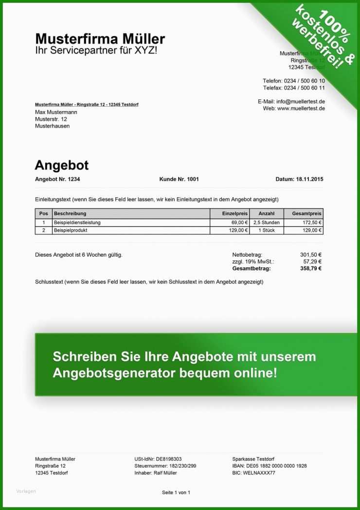 Angebot Rechnung Vorlage