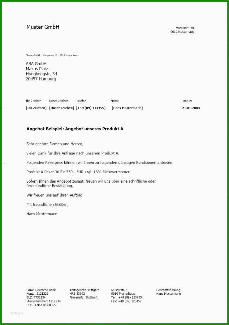 Angebot Richtig Schreiben Muster
