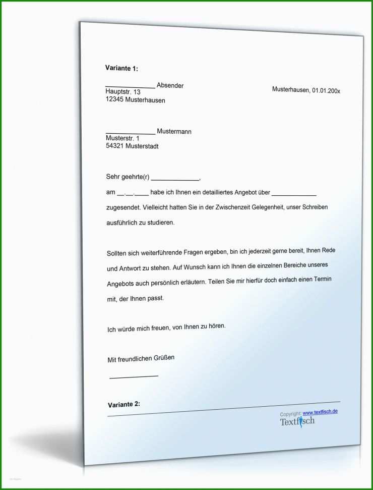 Angebot Richtig Schreiben Vorlage