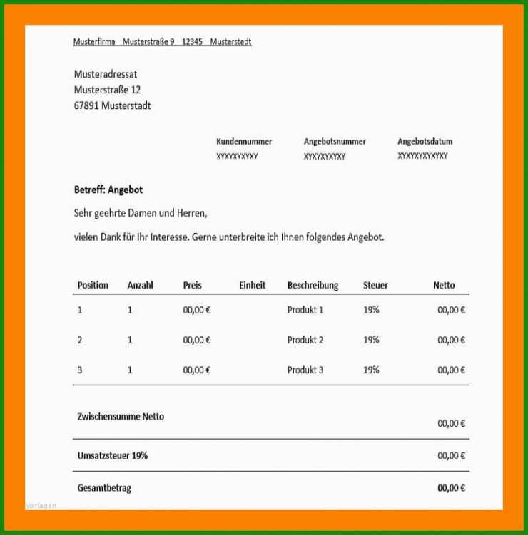 Angebot Unterbreiten Muster