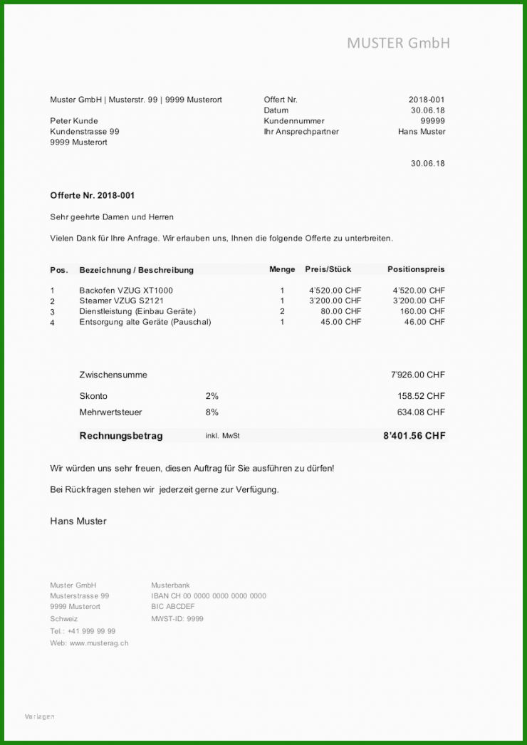 Angebot Vorlage Word