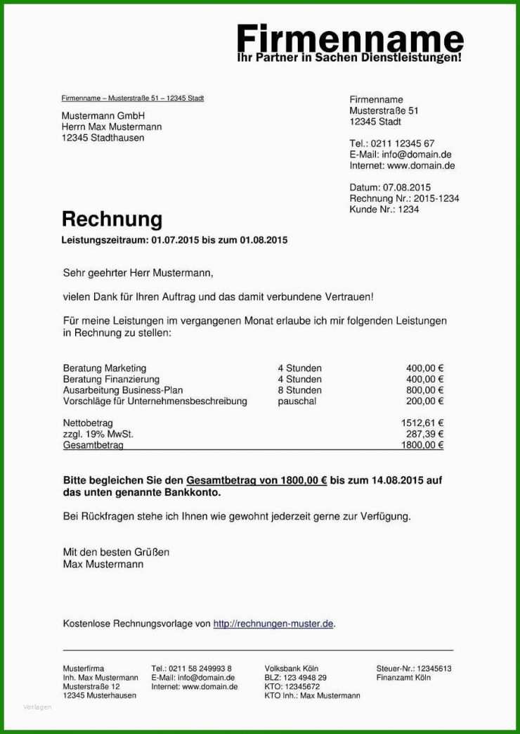 Angebot Vorlage Word Kostenlos