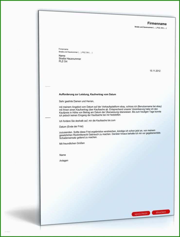 Annahmeverzug Brief Muster