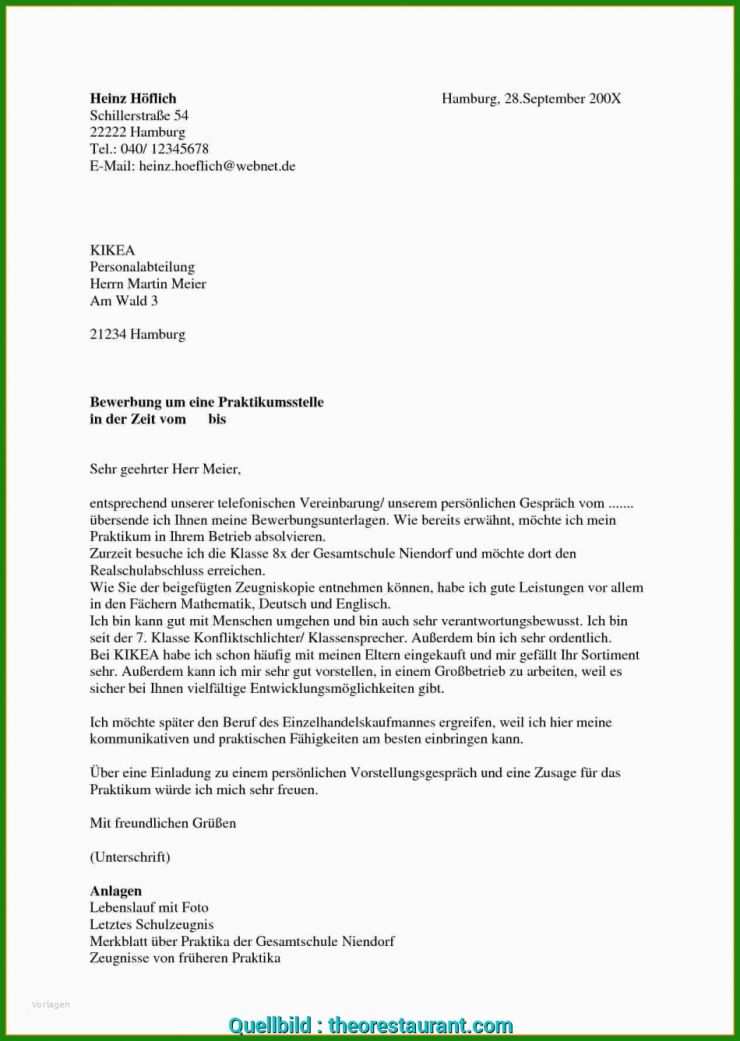 Anschreiben Praktikum Student Muster