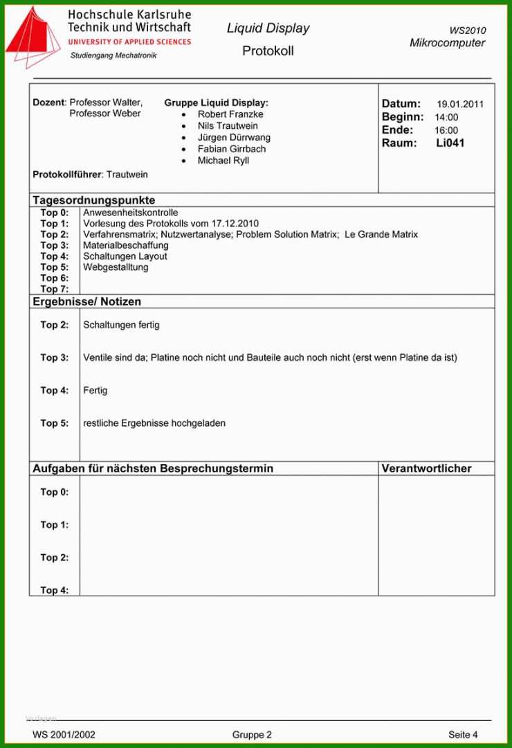 Arbeitsschutzausschuss Protokoll Muster