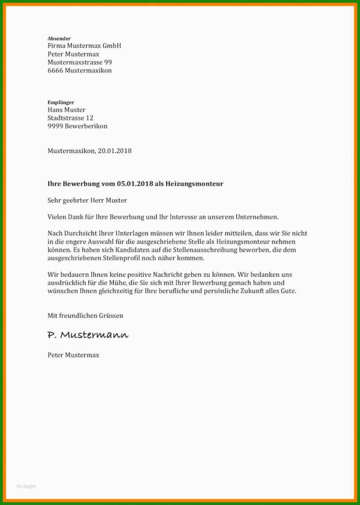 Arbeitsvertrag Absagen Muster