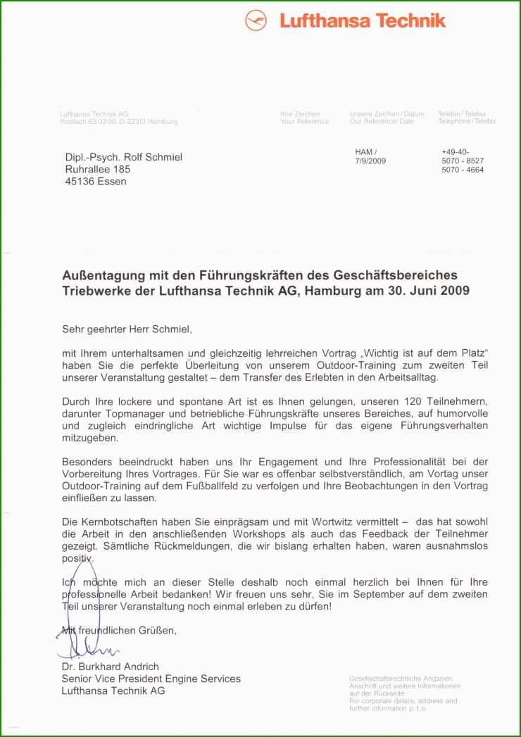 Arbeitsvertrag Dankschreiben Muster