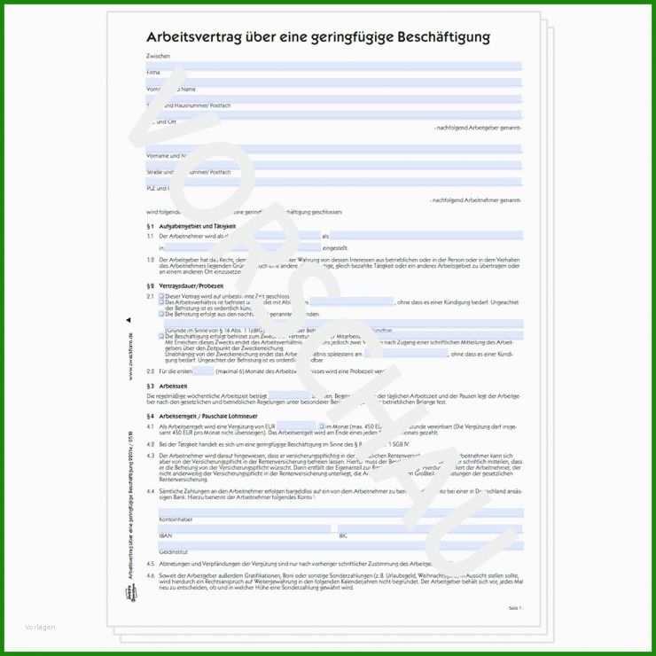 Arbeitsvertrag Geringfügige Beschäftigung Muster Kostenlos 1 Arbeitsvertrag Geringfügige Beschäftigung Muster Kostenlos