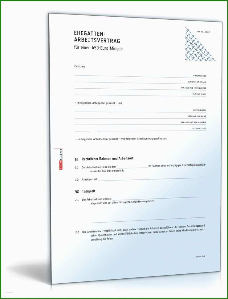 Arbeitsvertrag Muster 400 Euro Basis