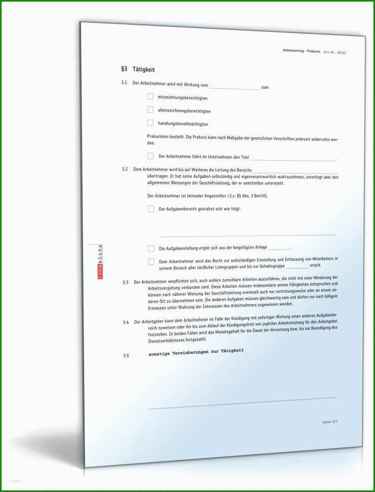 Arbeitsvertrag Muster Leitender Angestellter