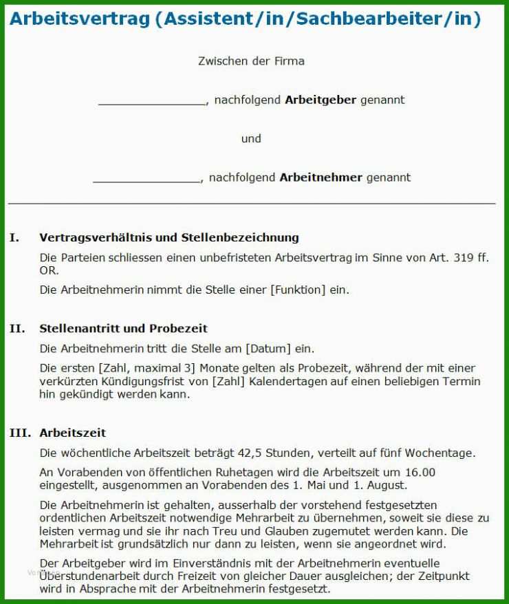 Arbeitsvertrag Muster Persönliche assistenz