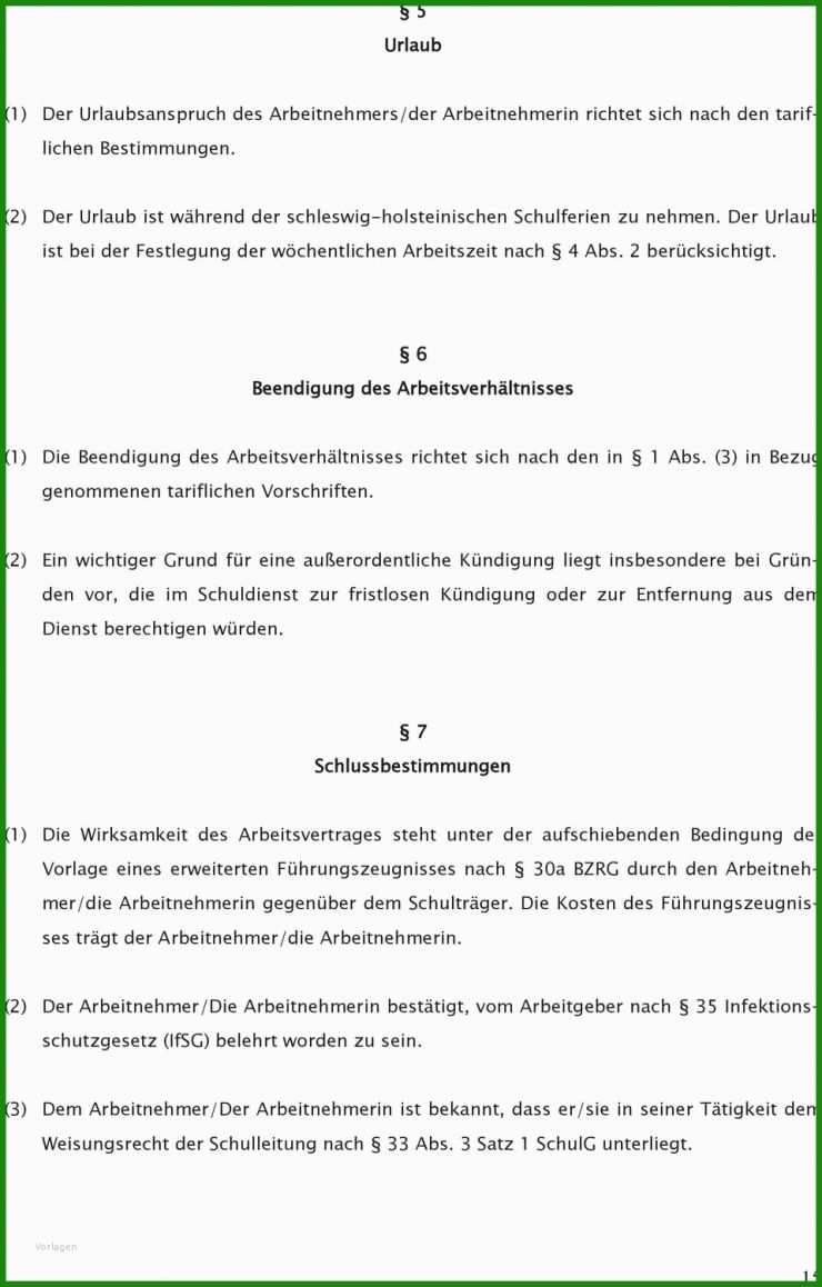 Arbeitsvertrag Muster Urlaubsanspruch