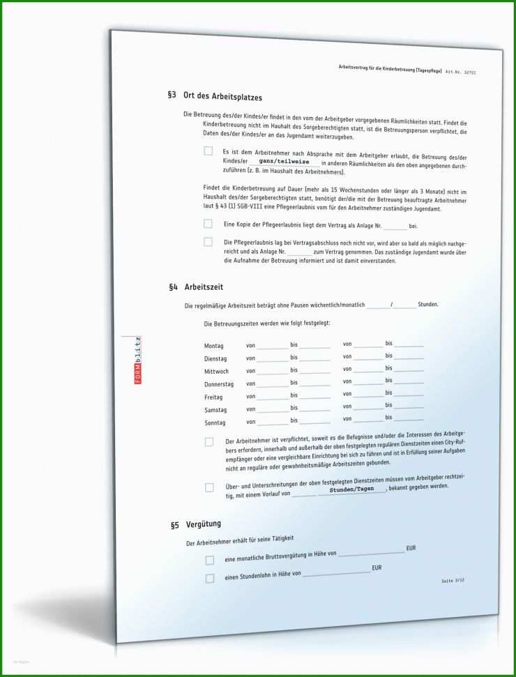 Arbeitsvertrag Ruhend Stellen Muster