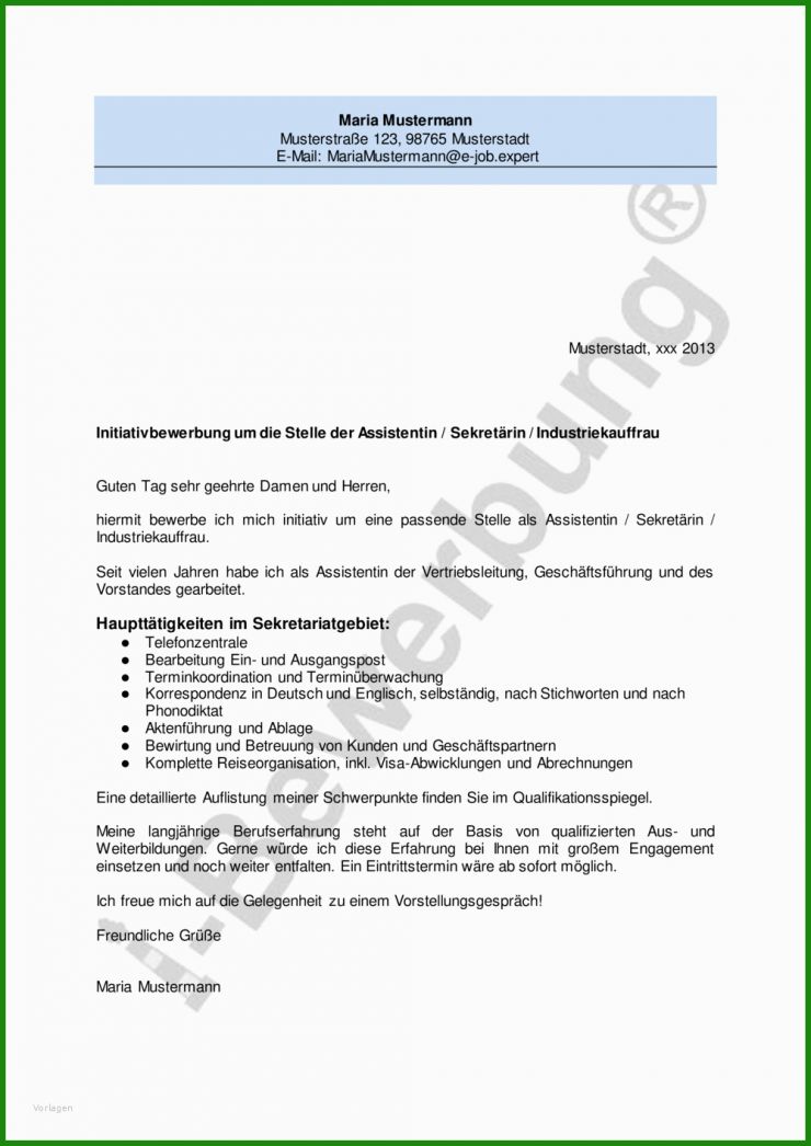 Arbeitsvertrag Sekretärin Muster