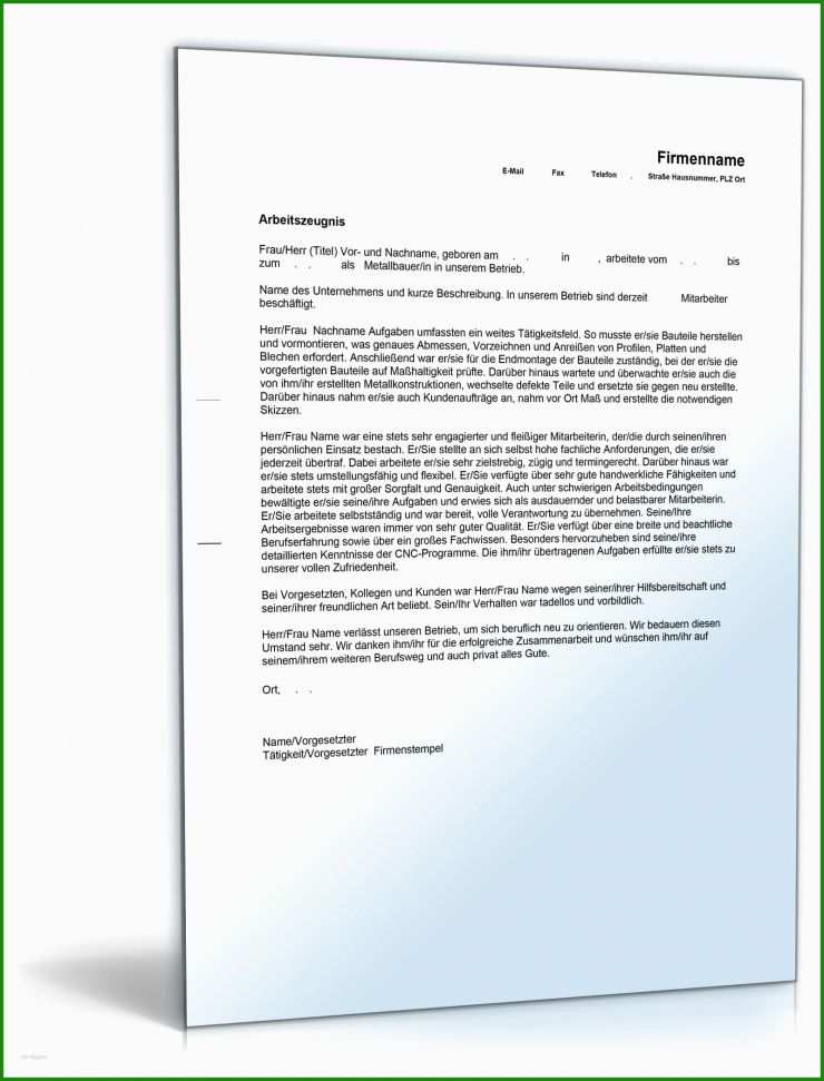 Arbeitszeugnis Ausstellen Muster