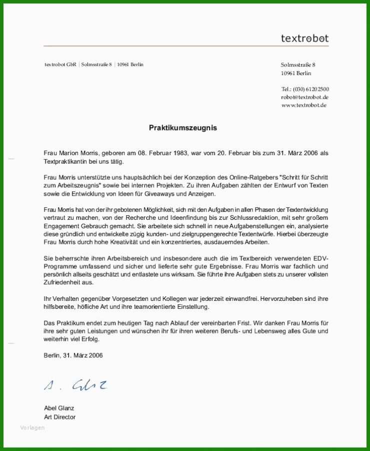 Arbeitszeugnis Erstellen Kostenlos Muster
