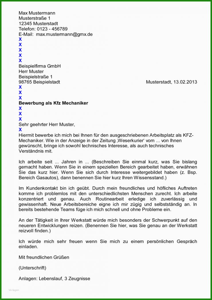 Arbeitszeugnis Mechaniker Muster