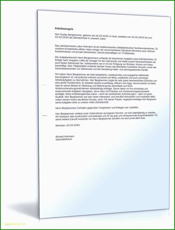 Arbeitszeugnis Muster Ingenieur