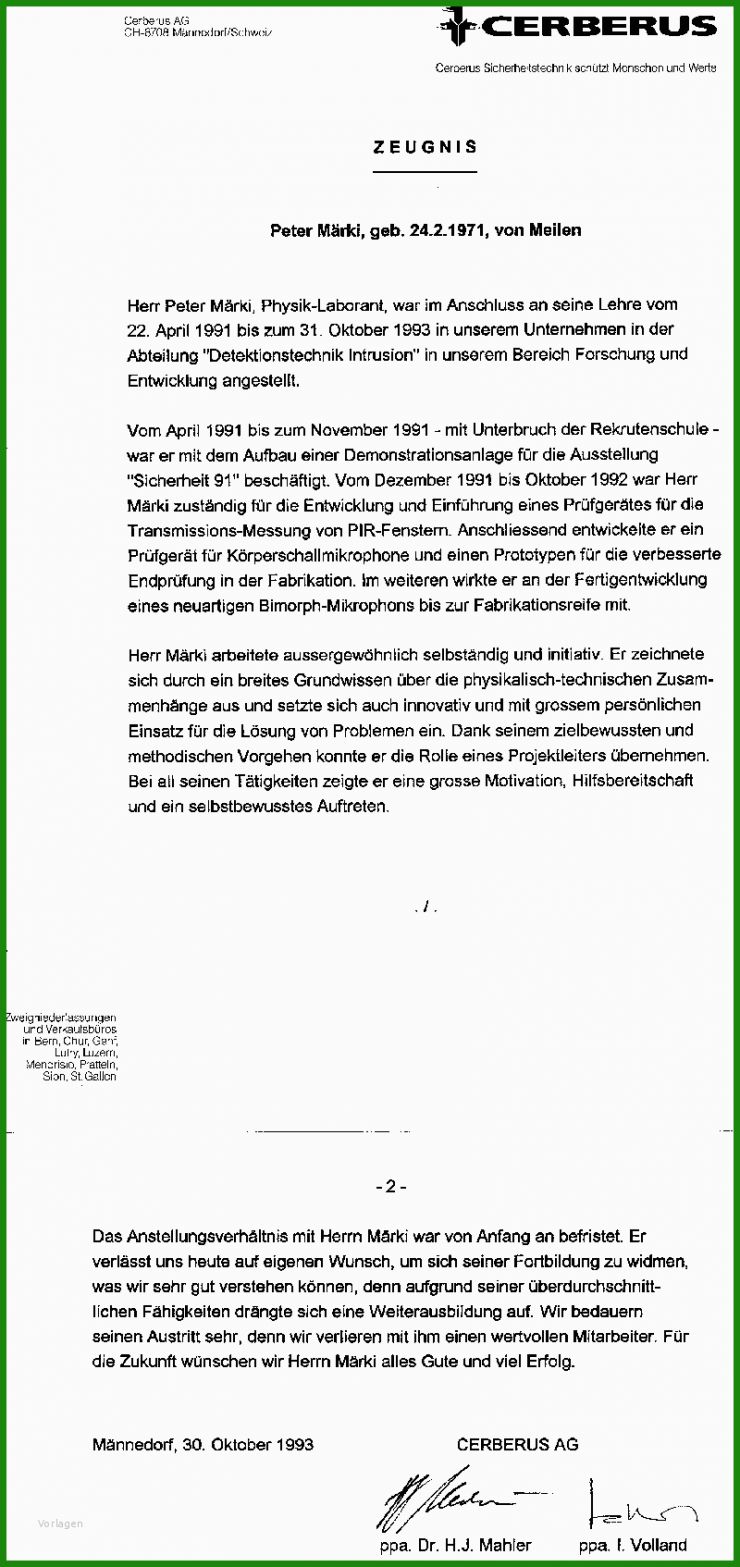 Arbeitszeugnis Muster Laborant