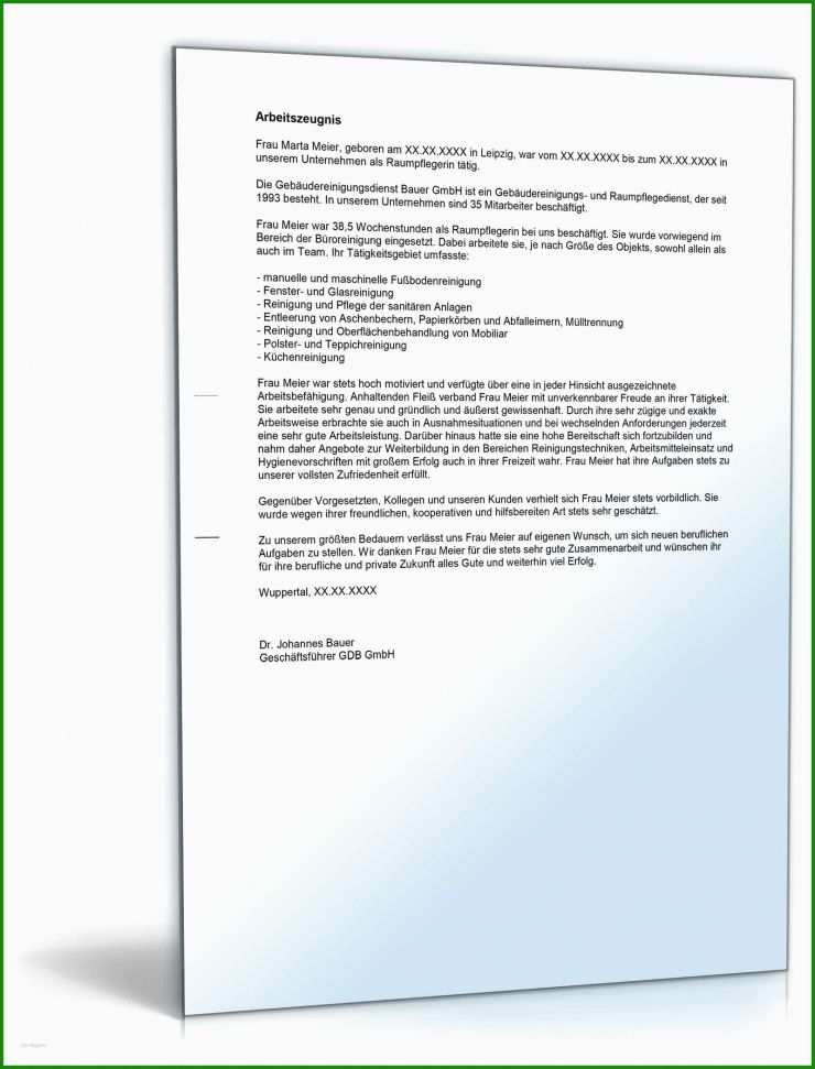 Arbeitszeugnis Muster Reinigungskraft 1 Arbeitszeugnis Muster Reinigungskraft