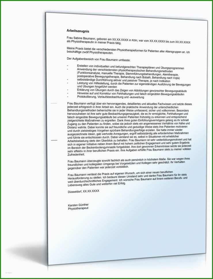 Arbeitszeugnis Note 2 Muster