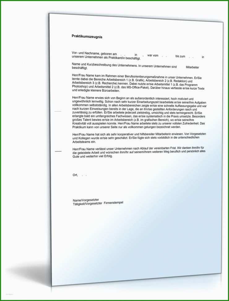 Arbeitszeugnis Praktikant Muster