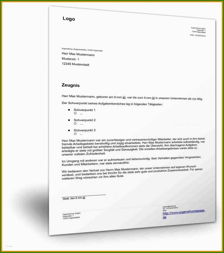 Arbeitszeugnis Vorlage Download