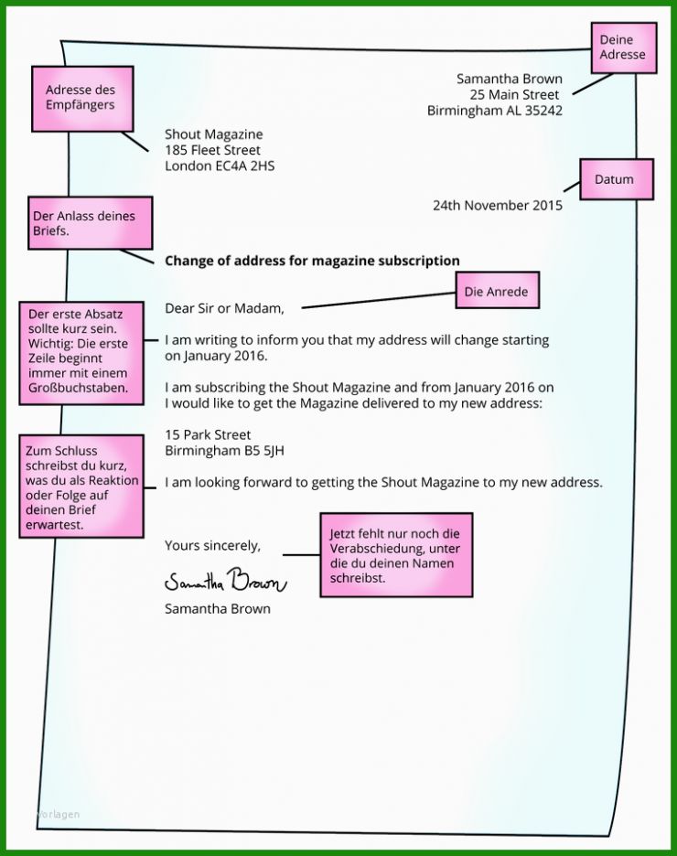 Aufbau Brief Muster