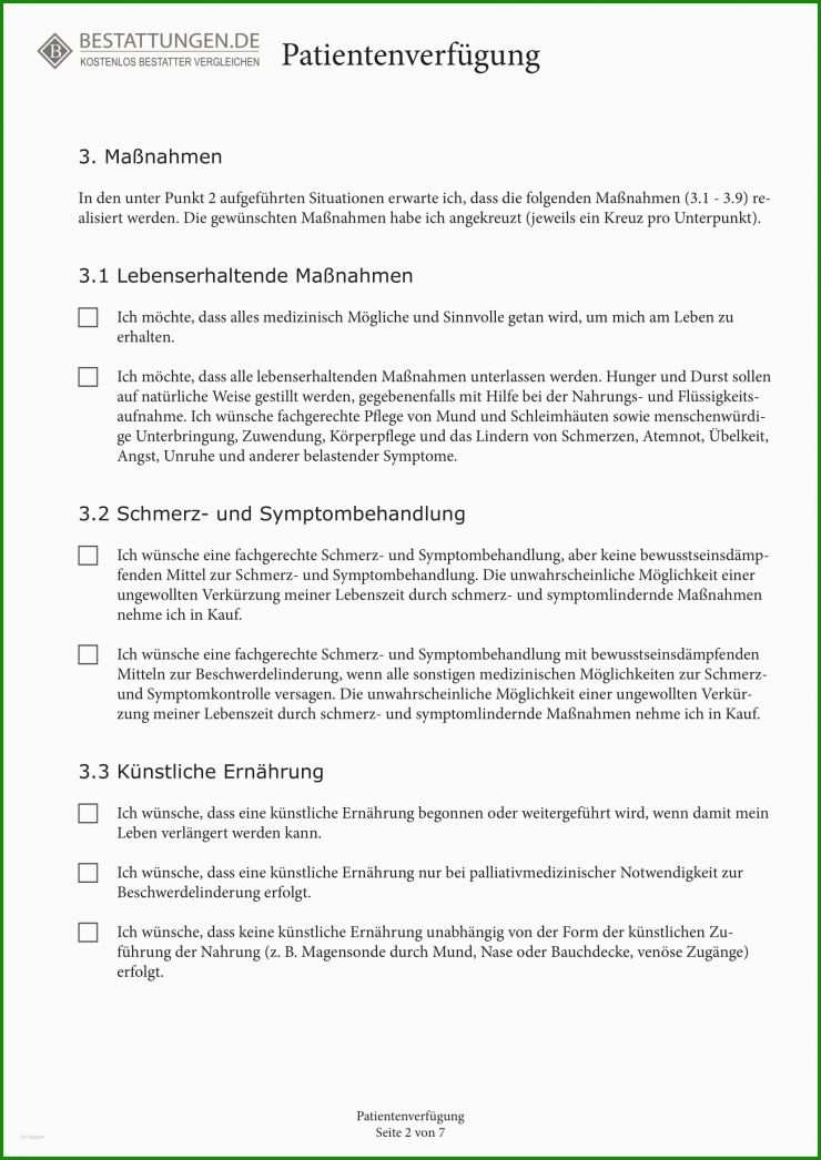 Ausgefüllte Patientenverfügung Muster