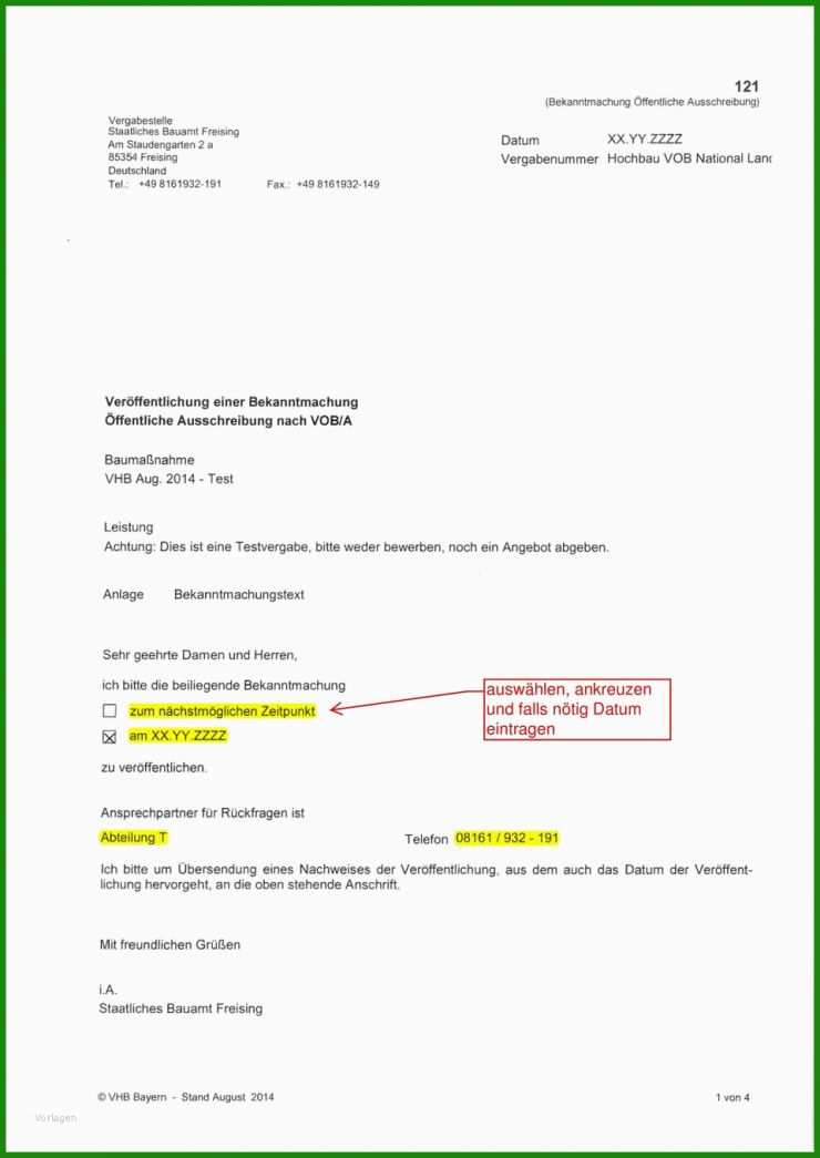 Ausschreibung Angebot Muster