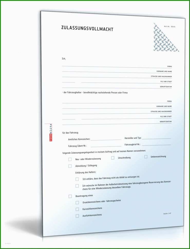 Auto Abmelden Vollmacht Vorlage