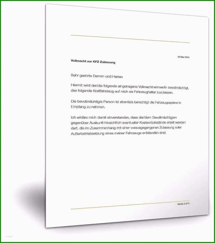 Auto Ummelden Vollmacht Vorlage