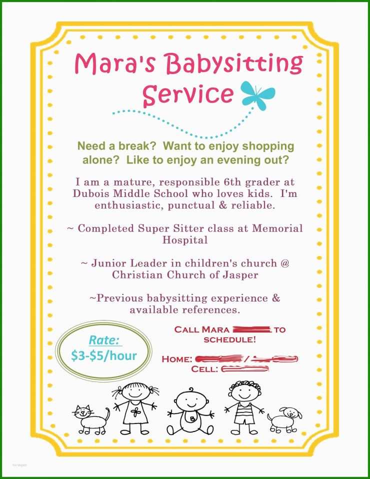 Babysitter Flyer Vorlage