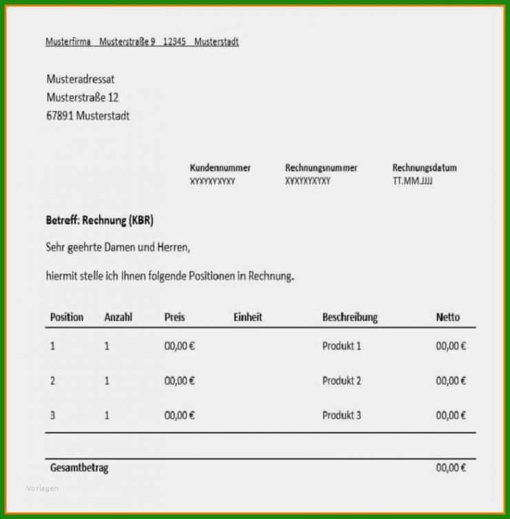 Bar Rechnung Muster
