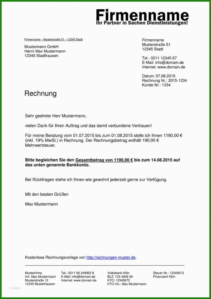 Bau Rechnung Muster