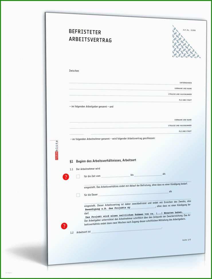 Befristeter Arbeitsvertrag Ferienjob Muster