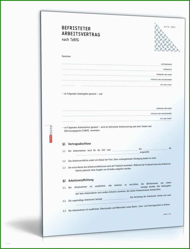 Befristeter Arbeitsvertrag Oder Zeitvertrag Muster