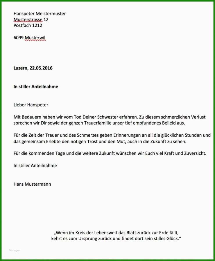 Beispiel Kondolenzschreiben